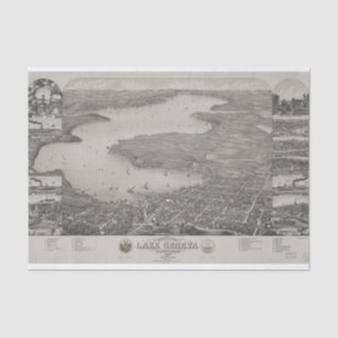 Vintage bildhafte Karte von Genfersee WI (1882) Seidenpapier