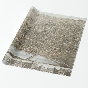 Vintage bildhafte Karte von Hartford CT (1877) Geschenkpapier