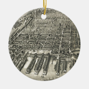 Vintage bildhafte Karte von Hoboken NJ (1904) Keramikornament