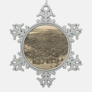 Vintage bildhafte Karte von Key West Florida Schneeflocken Zinn-Ornament