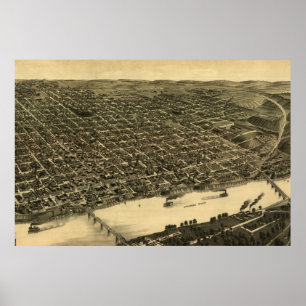 Vintage bildhafte Karte von Little Rock (1887) Poster