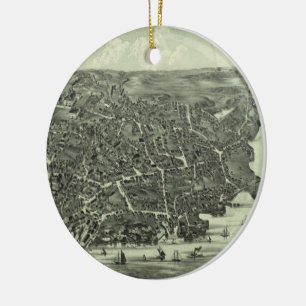 Vintage bildhafte Karte von Marblehead MA (1882) Keramikornament