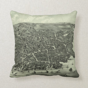 Vintage bildhafte Karte von Marblehead MA (1882) Kissen