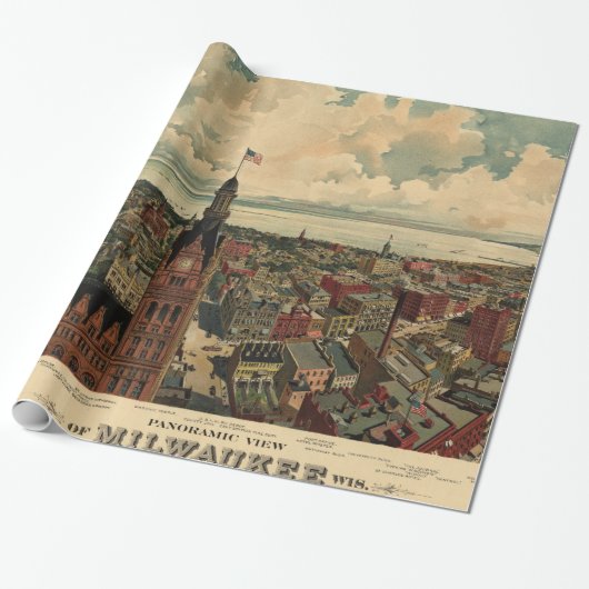 Vintage bildhafte Karte von Milwaukee WI (1898) Geschenkpapier (Ungerollt)