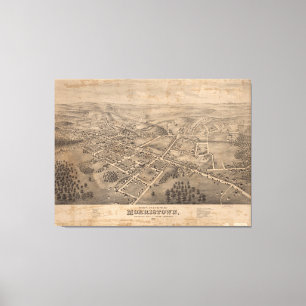 Vintage bildhafte Karte von Morristown NJ (1876) Leinwanddruck
