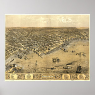 Vintage bildhafte Karte von Muskegon Michigan Poster