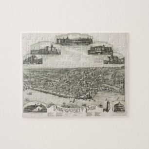 Vintage bildhafte Karte von Narragansett RI (1888) Puzzle
