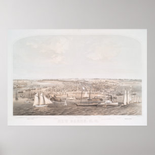 Vintage bildhafte Karte von neuem Bern NC (1864) Poster