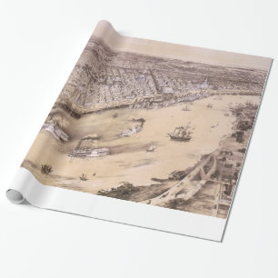 Vintage bildhafte Karte von New Orleans (1851) Geschenkpapier