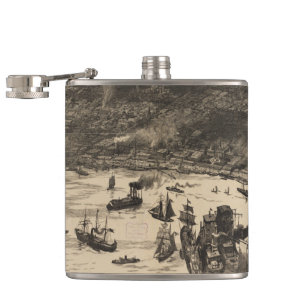 Vintage bildhafte Karte von New Orleans (1884) Flachmann