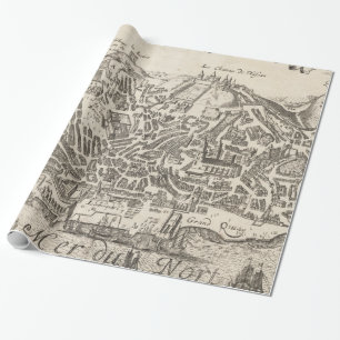Vintage bildhafte Karte von New York City (1672) Geschenkpapier