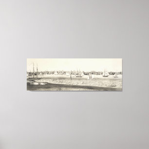 Vintage bildhafte Karte von Newport RI (1860) Leinwanddruck