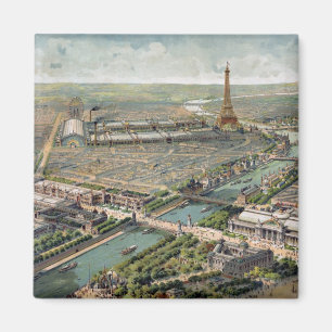 Vintage bildhafte Karte von Paris (1900) Magnet