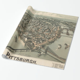 Vintage bildhafte Karte von Pittsburgh (1902) Geschenkpapier