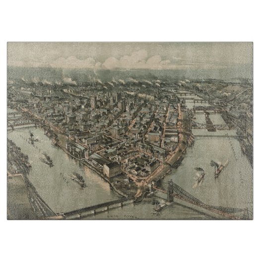 Vintage bildhafte Karte von Pittsburgh (1902) Schneidebrett (Vorderseite)