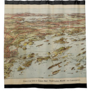 Vintage bildhafte Karte von Portland Maine (1906) Duschvorhang