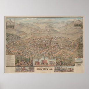 Vintage bildhafte Karte von Prescott Arizona Poster