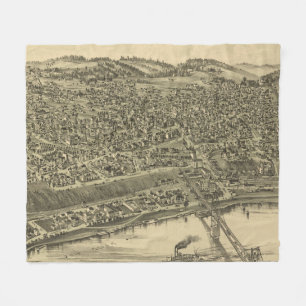 Vintage bildhafte Karte von Rochester PA (1900) Fleecedecke