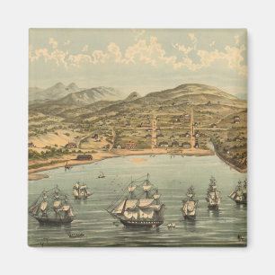 Vintage bildhafte Karte von San Francisco (1884) Magnet