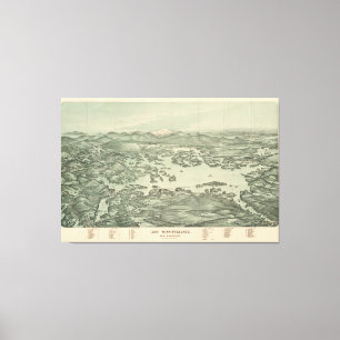 Vintage bildhafte Karte von See Winnipesaukee Leinwanddruck