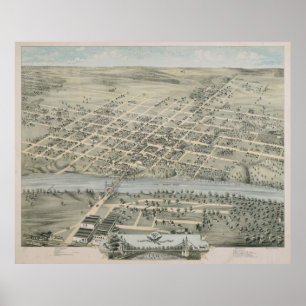 Vintage bildhafte Karte von Waco Texas (1873) Poster