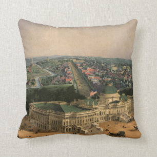 Vintage bildhafte Karte von Washington DC (1852) Kissen