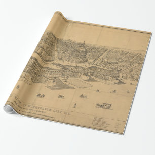 Vintage bildhafte Karte von Washington DC (1872) Geschenkpapier
