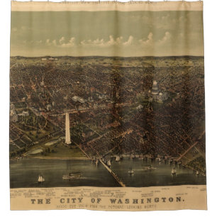 Vintage bildhafte Karte von Washington DC (1892) Duschvorhang