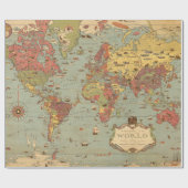 Vintage Bildkarte der Welt Geschenkpapier (Flach)