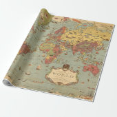 Vintage Bildkarte der Welt Geschenkpapier (Ungerollt)