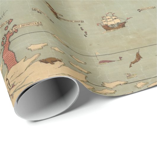 Vintage Bildkarte der Welt Geschenkpapier (Rolleneckpunkt)