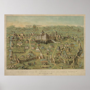 Vintage Bildkarte von Jerusalem Israel (1871) Poster