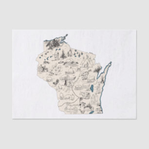 Vintage Bildkarte von Wisconsin Seidenpapier