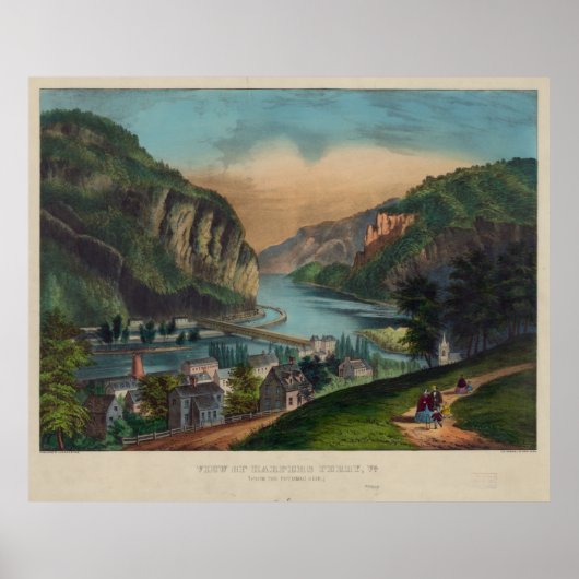 Vintage bildliche Darstellung von Harpers Ferry WV Poster (Vorne)