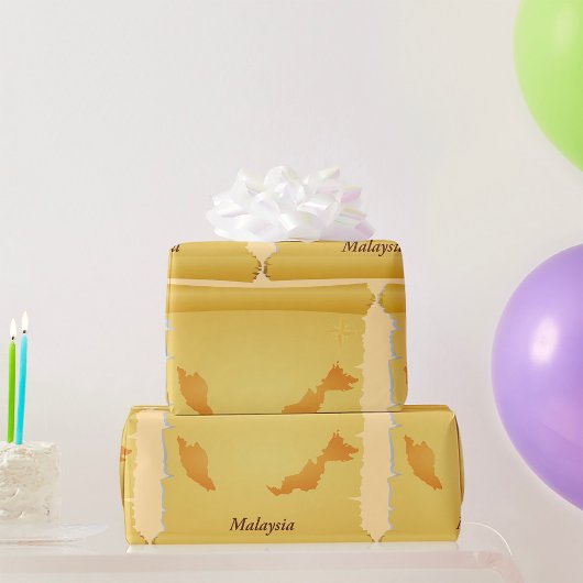 Vintage Bildrolle Malaysia Map Geschenkpapier