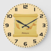 Vintage Bildrolle Malaysia Map Große Wanduhr (Vorderseite)