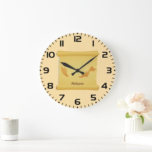 Vintage Bildrolle Malaysia Map Große Wanduhr