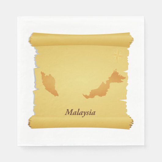 Vintage Bildrolle Malaysia Map Serviette (Vorderseite)