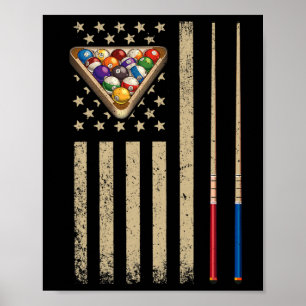 Vintage Billard Amerikanische Flagge Pool Spieler Poster
