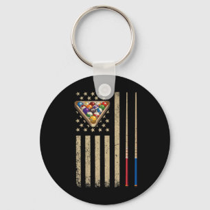 Vintage Billard Amerikanische Flagge Pool Spieler Schlüsselanhänger