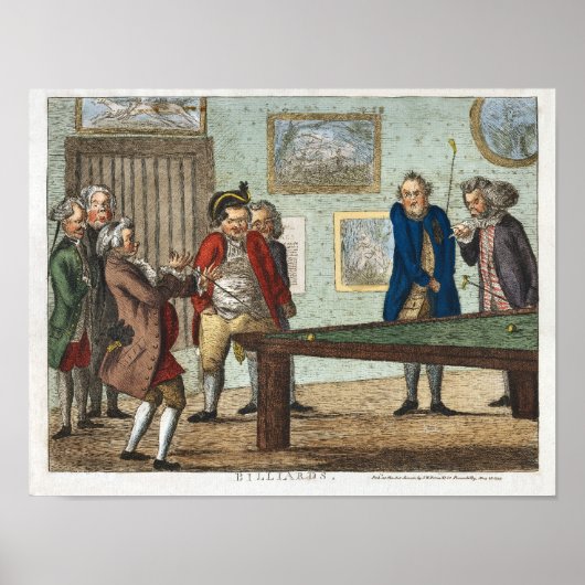 Vintage Billards drucken Frühkaricatures Poster (Vorne)
