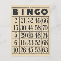 Vintage Bingo Game Card Postkarte
