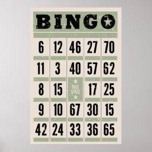 Vintage-Bingo-Karte – Retro-Spielzimmer-Wandkunst- Poster