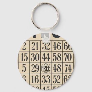 Vintage-Bingo-Karte Schlüsselanhänger
