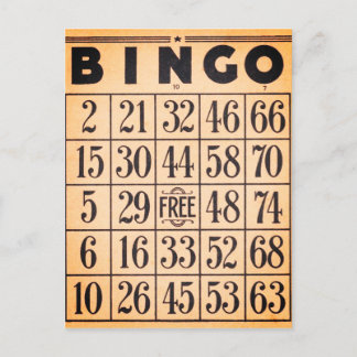 Vintage Bingo-Spielkarte Postkarte