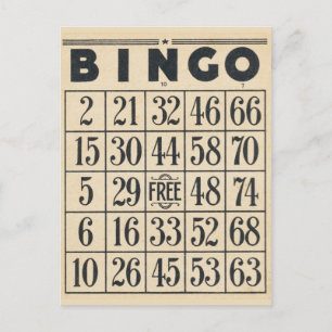 Vintage-Bingo-Spielkarten-Postkarte Postkarte