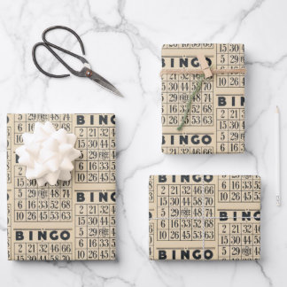 Vintage Bingokarte Geschenkpapier Set