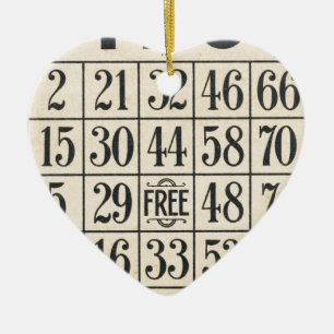 Vintage Bingokarte Keramikornament