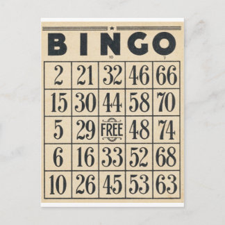 Vintage Bingokarte Postkarte