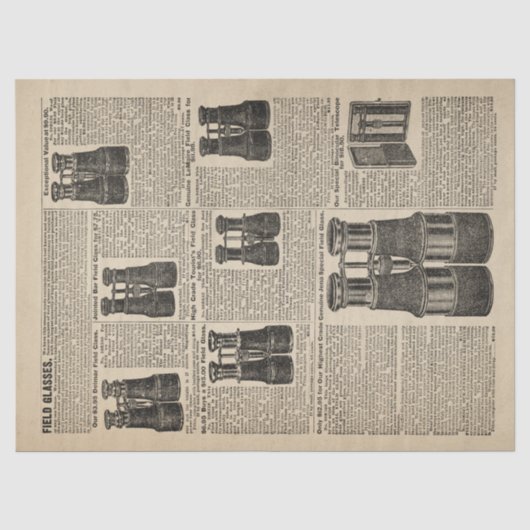 Vintage Binokatalogseite Seidenpapier (Vorderseite)